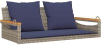 vidaXL Schommelbank met kussens 109x62x40 cm poly rattan grijs