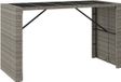 vidaXL Bartafel met glazen blad 185x80x110 cm poly rattan grijs