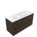 Saniclass Badkamermeubelset - 120x45x74cm - Chaci keramische wastafel wit - 2 wasbakken - 2 kraangaten - 2 lades - mat eiken charcoal (hout) SW1420808/SW718719