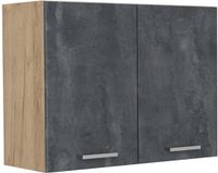 Vicco Glazen keukenkast R-Line, Zwart beton/Goudkleurig Eiken, 80 cm