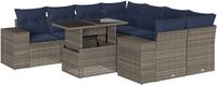 vidaXL 9-delige dining loungeset met kussens, grijs polyrotan