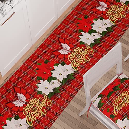 PETTI Artigiani Italiani - Tapijt voor keuken, Kerstmis, loper voor keuken, antislip en wasbaar, 52 x 380 cm, bloemenpatroon, 100% Made in Italy