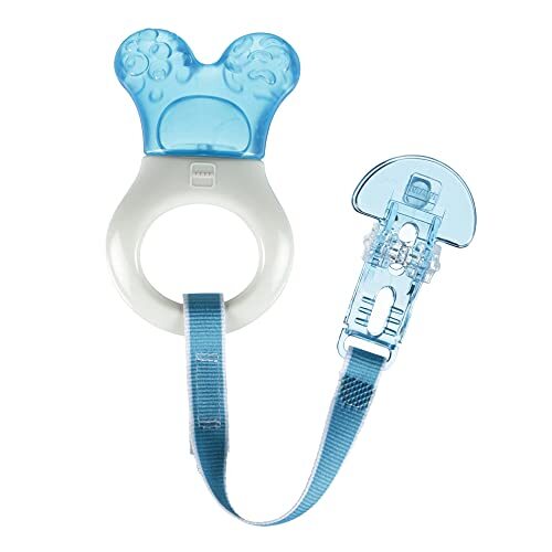 Newborn MAM Mini Teething Cooler en Clip, Blauw, 2 Plus Maanden