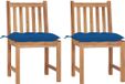 Teak Massief Tuinstoel 2 st met kussens