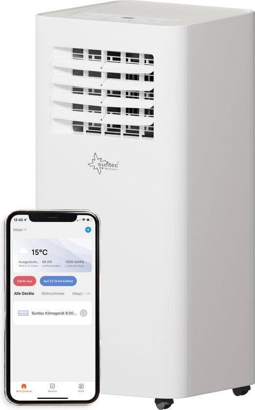 Suntec Wellness SUNTEC mobiele airconditioner CoolFixx 2.6 Eco R290 APP – Airco mobiel en stil, bediend via Smart App – Ontvochtiger voor ruimtes tot 34 m² – Mobiele koeling in huis & kantoor – 9.000 BTU – 2.640 watt