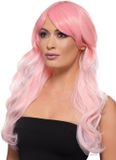 Smiffys Ombre lange pruik roze-pink - Carnaval kostuum pruik