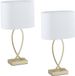Merkloos Relaxdays Tafellamp modern - set van 2 - stoffen kap - E27 - goud-wit