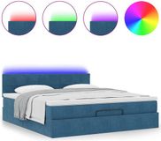 vidaXL - Ottoman bed met matras en LED's - 160x200cm - fluweel - donkerblauw