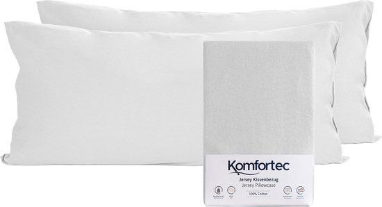 Komfortec Set van 2 Jersey Kussenslopen 40x80 cm - Wit