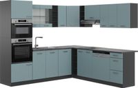 Vicco Cuisine d'angle R-Line, Bleu-gris/Anthracite, 247 x 237 cm sans plan de travail