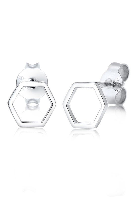 Elli Oorbellen Hexagon geo trend minimalistisch filigraan 925 zilver