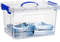 Plasticforte Opslagbox - met deksel - transparant blauw - 18.5 liter - 42 x 30 x 24 cm - kunststof
