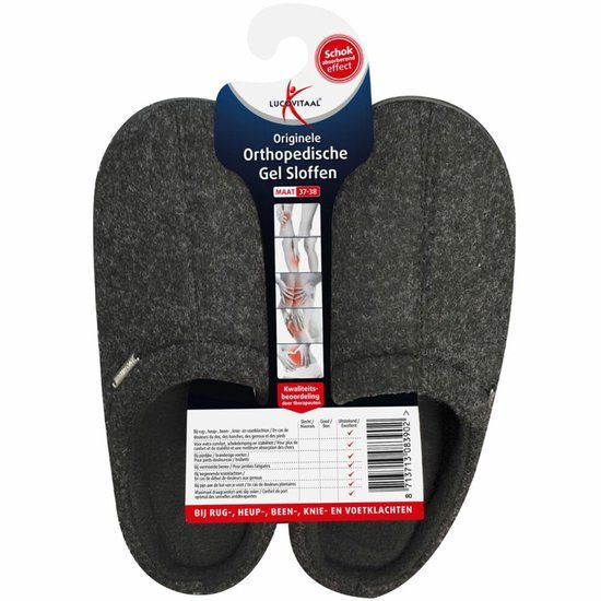 Lucovitaal Orthopedische Gel Sloffen Zwart 37-38