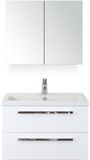 BES LED Seville Badmeubelset 80 cm - Wit Hoogglans - Keramische Wastafel Wit Djazz met Spiegelkast