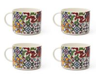 Excelsa Lisbona Set van 4 jumbo-kopjes, porselein, inhoud 500 ml, meerkleurig