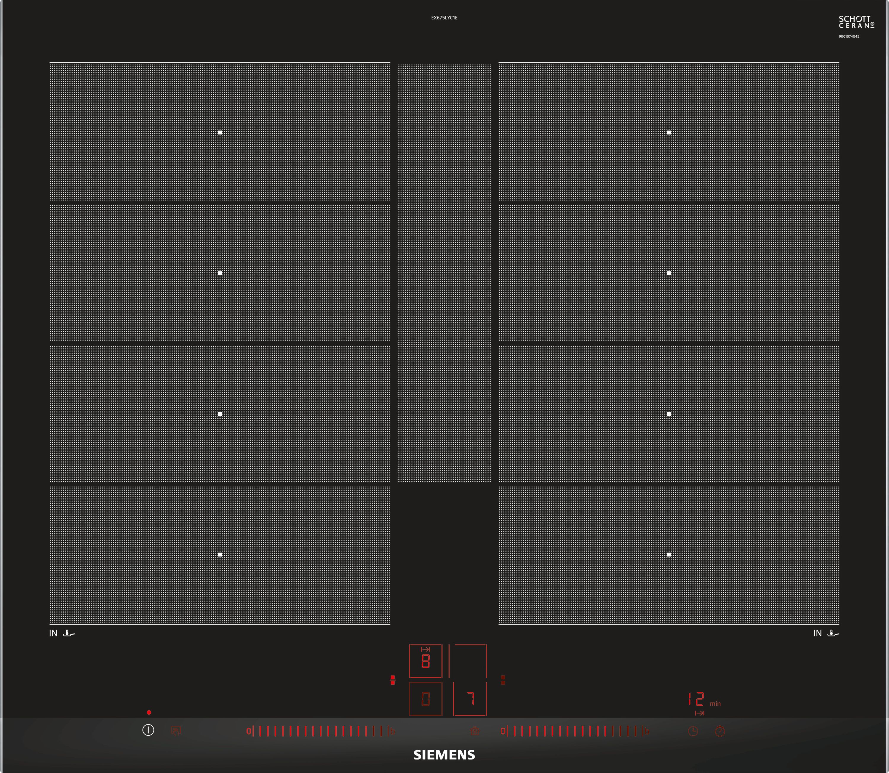 Siemens EX675LYC1E - Inductiekookplaat - 4 zones - Zwart/RVS