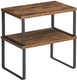 Merkloos Étagères à épices set van 4 - Étagères de cuisine - Rangement de cuisine extensible - Empilable - Métal et panneau de particules - Insert d'étagère - Armoire de cuisine - Vintage - Marron-noir Organisateur d'armoire de cuisine