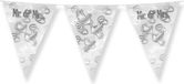 PD-Party Elegant Mr. & Mrs. Bunting - Silver, Foil, Double-Sided, Triangle Flags, 1000cm x 30cm x 0.1cm
