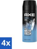 Axe Ice Chill Deodorant Bodyspray - 48hrs Fresh - Iced Mint & Lemon - 150 ml - 4 Stuks