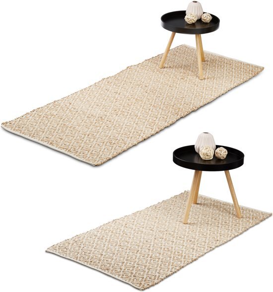 Relaxdays - jute vloerkleed - loper - tapijt - handgemaakt - bruin - vloermat