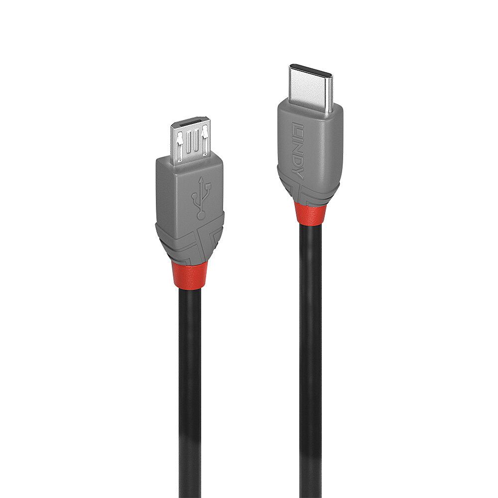 LINDY 36891 USB-kabel 1 m Zwart, Grijs