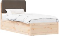 vidaXL Bedframe met Gevoerde Hoofdbord Taupe 90 x 190 cm