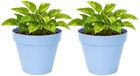Mega Collections Pot de fleurs / pot de plante - 2x - plastique - bleu clair - intérieur/extérieur - D20 x H17 cm