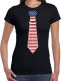Bellatio Decorations Verkleed shirt voor dames - Amerika - Zwart - XL