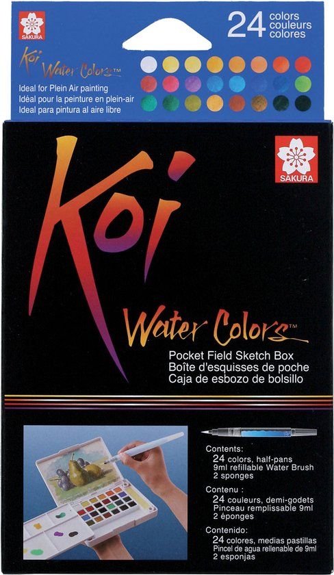 Sakura Koi Water Colors Pocket Field Sketch Box - 24 halve napjes
