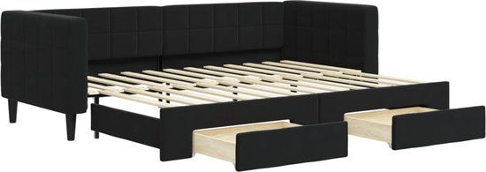 vidaXL Slaapbank met onderschuifbed en lades 80x200 cm fluweel zwart