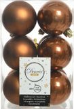 Decoris Kerstballen - 12 stuks - Kaneelbruin - 6 cm - Kunststof - Mat/Glans