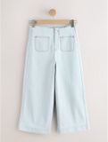 Next - Dames - Cropped jeans met wijde pijpen en opgestikte zak - Bleach Blue