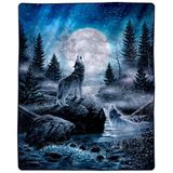 Lavish Home Zware fleece huilende wolf patroon-pluche dik 8 lbs faux nerts zachte deken voor bank slaapbank (74 "x 91, veelkleurig