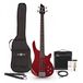 Gear4music 3/4 Chicago Basgitaar + 15 W Versterkerpakket, Trans Red