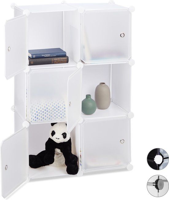 Vakkenkast - 6 vakken met deuren - 97,5 x 66 x 32 cm - Wit