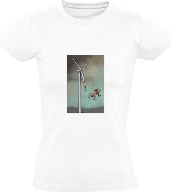 Windmolen Dames T-shirt - Wit - 4XL