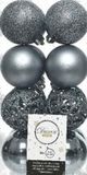 Decoris Kerstballen - 16x st - grijs/blauw - D6 cm - kunststof