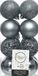 Decoris Kerstballen - 16x st - grijs/blauw - D6 cm - kunststof