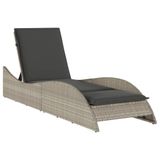 VidaXL Ligbed met kussen 60x205x73 cm poly rattan lichtgrijs