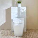 Hudson Reed Meuble WC avec cuvette Sandford - Blanc - 50 cm - Bouton de chasse d'eau chromé - Cluo