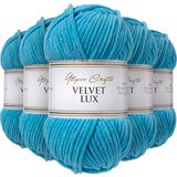 Utopia Crafts Velvet Lux Chenille superzacht, grof garen voor breien en haken, 5 x 100 g (turkooisblauw)