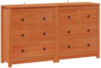 vidaXL Dressoir 2-delig massief grenenhout, gewaxt, bruin, 140 x 35 x 80 cm