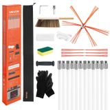 VEVOR Schoorsteenreinigingsset, maximale uitschuiflengte 12 meter. Set voor het reinigen van schoorstenen, inclusief borstels, reserveborstels en veiligheidsbril. Flexibele reinigingsgereedschap voor open haarden, geschikt voor rechthoekige en vierkante schoors