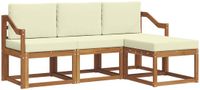 vidaXL - Bank loungeset - 4 zitplekken - Natuurlijk en crème - Acacia hout