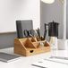 Organiseur de bureau en bambou, 6 compartiments + tiroir, marron