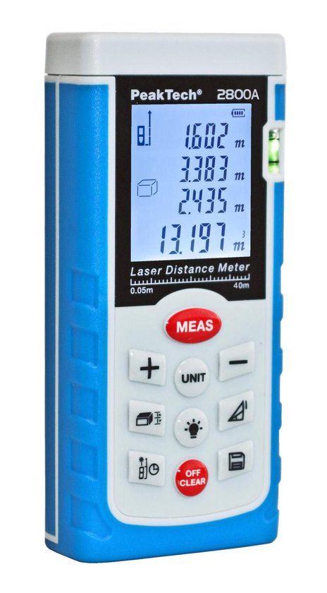 Peaktech 2800A Laser Afstandsmeter - 40 meter - Oppervlakte & Volume