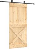 vidaXL Schuifdeur Naturel en Zwart 95 x 210 cm Massief Pine Hout