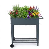 Merkloos / Sans marque Relaxdays Moestuinbak - op 2 wielen - poten - 80 x 85 x 50 cm - antraciet