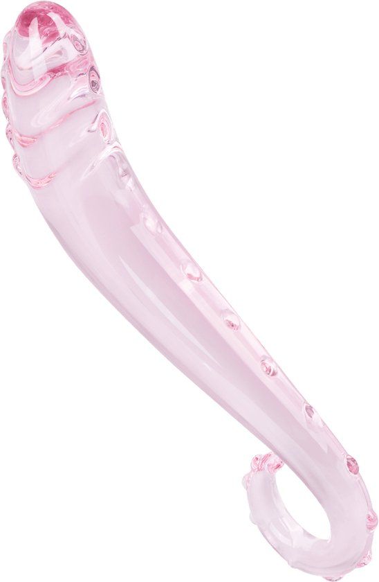 EIS Glazen Dildo met Structuur - 16 cm - Transparant/Rood