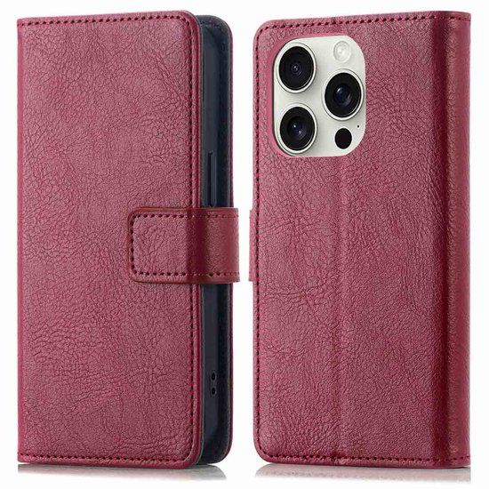 imoshion Hoesje - Geschikt voor Apple iPhone 16 Pro - Luxe Bookcase - Bordeaux